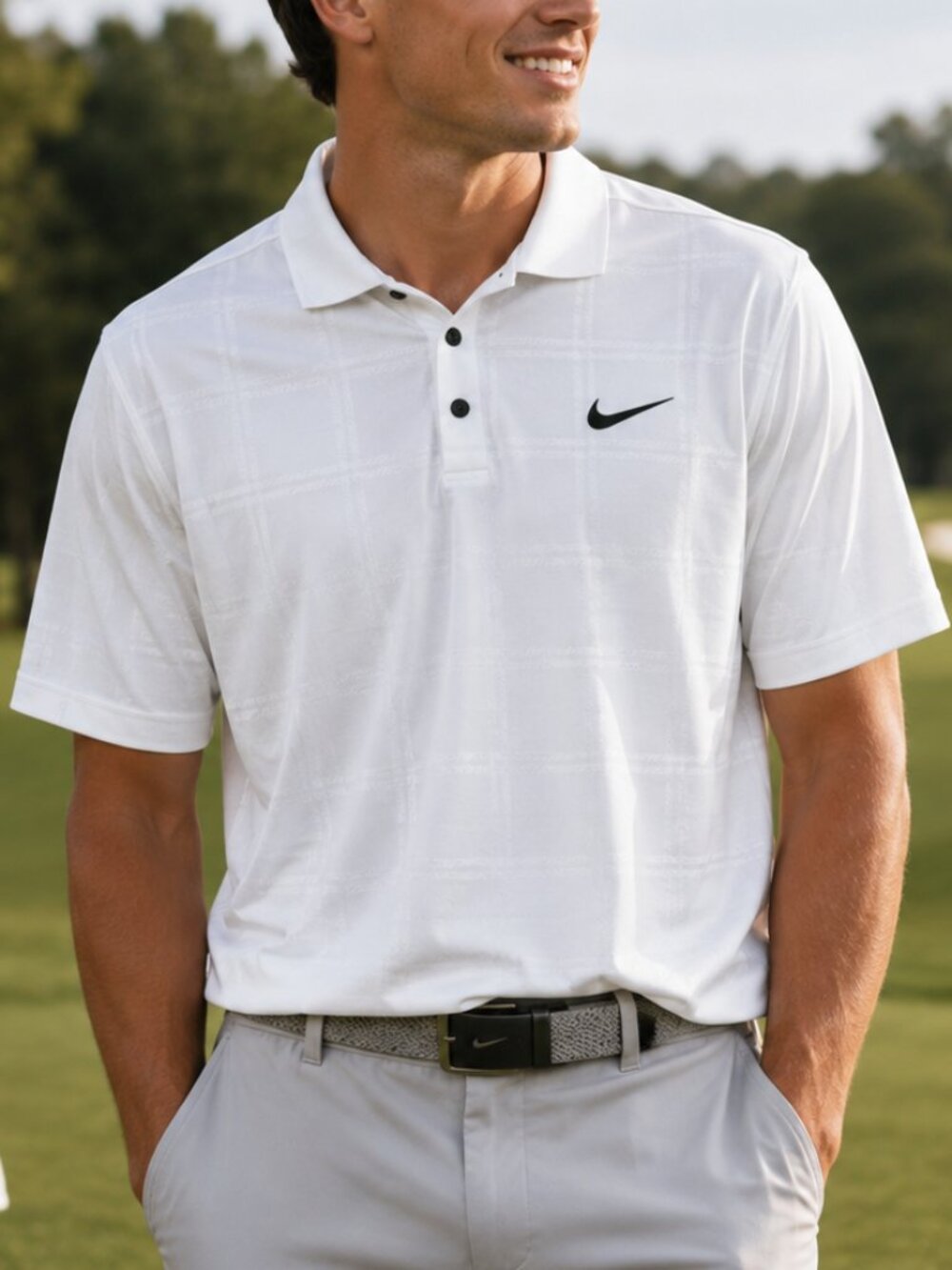 NWT Nike Men’s Dri-Fit Vapor Plaid Golf Polo White & Black DA2969-100 XXL 2XL - Picture 11 of 11